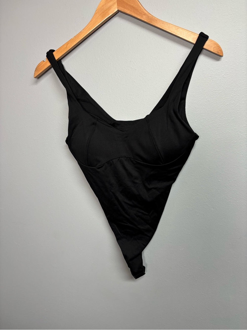 Black Women's Bodysuit with Scoop Neck